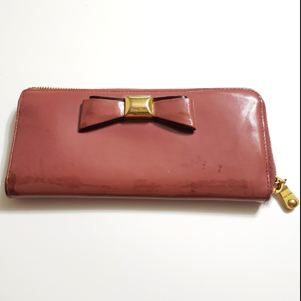 Miu Miu Venice Fiocco Mauve Patent Leather Wallet